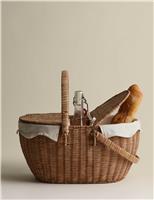 M&S Wicker Picnic Hamper with Wine Holder Natural
