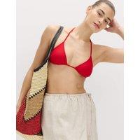 M&S Padded Halterneck Triangle Bikini Top Lacquer Red