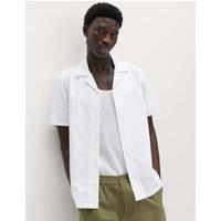 M&S Regular Fit Pure Cotton Embroidered Shirt White