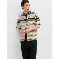 M&S Relaxed Fit Knitted Polo Shirt Black Mix