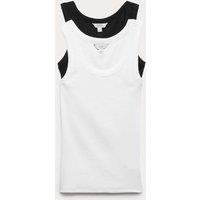 M&S 2 Pack Cotton Rich Vest Tops Black/White