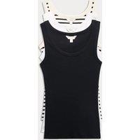 M&S 3 Pack Cotton Rich Ribbed Vest Tops Multi