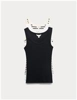 3 Pack Cotton Rich Ribbed Vest Tops