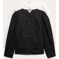 M&S 2 Pack Pure Cotton Blouses Black/White