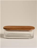 Small Ribbed Glass Container