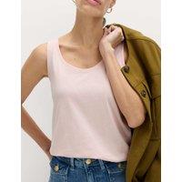 M&S Pure Cotton Scoop Neck Top Cool Pink