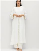 M&S Embellished Sequin Kaftan Ivory