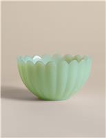 M&S Milk Glass Sundae Dish Green