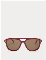 M&S Round Mask Sunglasses Brown Mix