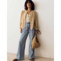 Per Una Denim Pintuck Wide Leg Jeans Light Indigo