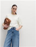 Pure Cotton Broderie Boxy T-Shirt