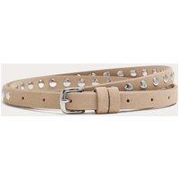 M&S Suede Studded Skinny Jeans Belt Mushroom