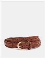 Leather Skinny Weave Waist Belt