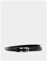Leather Skinny Buckle Belt