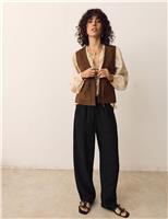 Double Cloth Drawstring Tapered Trousers