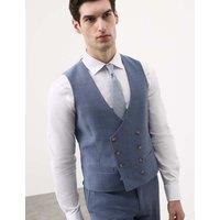 Autograph Wool Blend Hopsack Stretch Waistcoat Dark Airforce