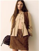 Suede Braided Detail Mini A-Line Skirt