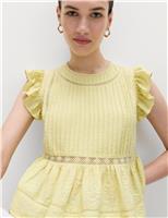 Lace Insert Ruffle Top