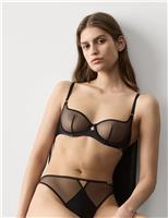 Black Label Satin & Mesh Wired Demi Cup Bra (A-DD)