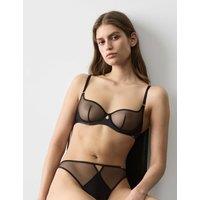 Autograph Black Label Satin & Mesh Wired Demi Cup Bra A-DD Black