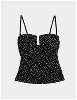 M&S Spot Print Padded U-Wire Tankini Top Black Mix