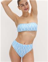 M&S Printed Bandeau Bikini Top Blue Mix