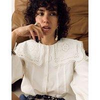 Per Una Pure Cotton Broderie Collar Shirt White