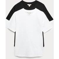 M&S 2 Pack Pure Cotton T-Shirts Black/White