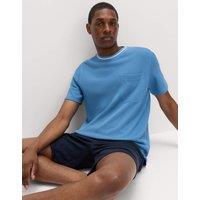 M&S Cotton Rich Loungewear Top Blue