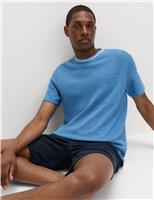 M&S Cotton Rich Loungewear Top Blue