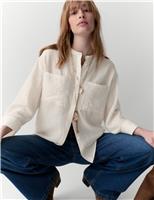 Lyocell Textured Collarless Utility Shirt