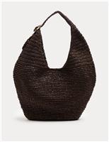 Straw Hardware Detail Shoulder Bag