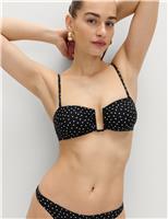 M&S Polka Dot Padded U-Wire Bandeau Bikini Top Black Mix