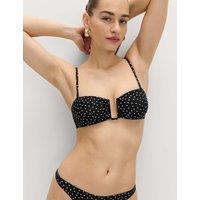 M&S Polka Dot Padded U-Wire Bandeau Bikini Top Black Mix