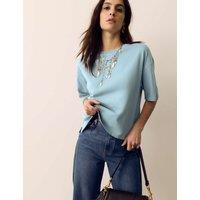 Per Una Pure Cotton Short Sleeve Boxy T-Shirt Dusted Aqua