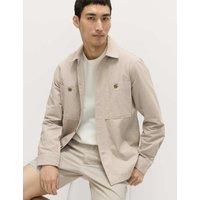 M&S Pure Cotton Striped Overshirt Natural Mix