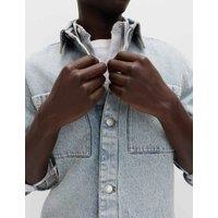 M&S Pure Cotton Denim Overshirt Light Blue