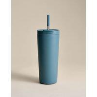 M&S Stainless Steel Straw Cup 700ml Slate Blue