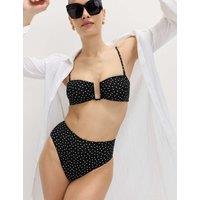 M&S Polka Dot High Waisted Bikini Bottom Black Mix