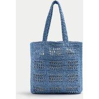 M&S Straw Tote Bag Blue