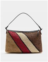Straw Colour Block Shoulder Bag
