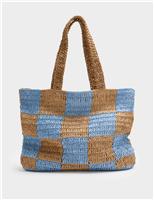 Straw Checkerboard Tote Bag