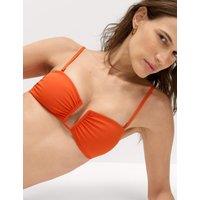 M&S Padded U-Notch Bandeau Bikini Top Bright Orange