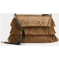 M&S Fringed Clutch Bag Natural Mix