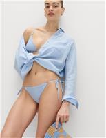 Textured Tie Side Bikini Bottoms