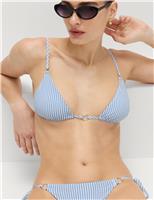Striped Textured Triangle Padded Bikini Top