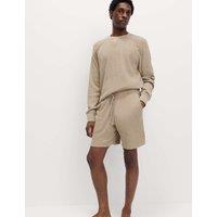 M&S Pure Cotton Waffle Loungewear Shorts Putty Mix