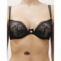 Boutique Arianna Embroidery Wired Balcony Bra A-E Black