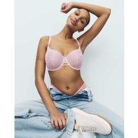 B by Boutique Leah Embroidery Wired Demi Cup Bra F+ Pink Sorbet