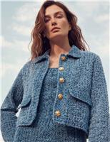 M&S Denim Textured Cropped Jacket Medium Indigo